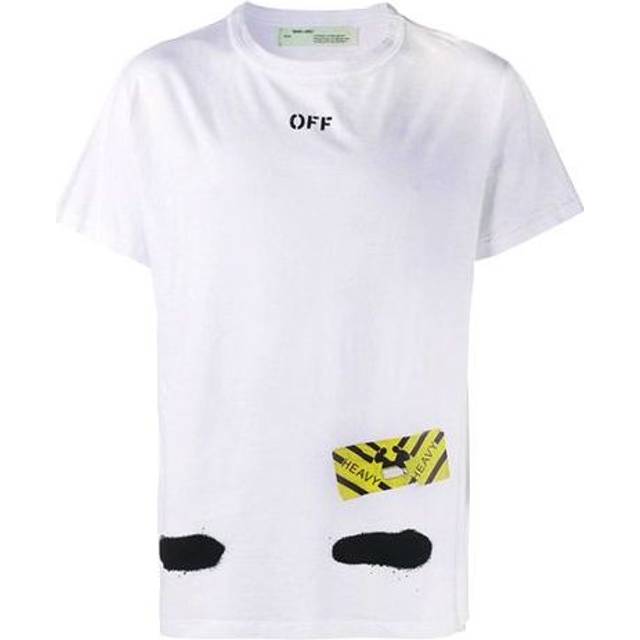 Men's Off-White C/O VIRGIL ABLOH Tiger Stripes Splash Ink Printing Short Sleeve White T-Shirt OMAA002S171850130110 - XXS