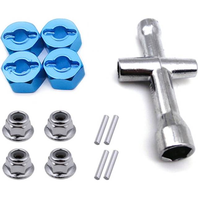 Metal 12mm Wheel Hex Adapter 7mm Thickness M4 Flanged Lock Nut Cross Wrench for Traxxas 1/10 Stampede Slash 4X4 RC Car,2
