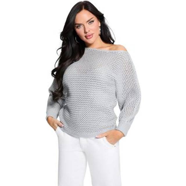 Off-shoulder women's sweatshirt Guess Poa Metallic - Bleu - L