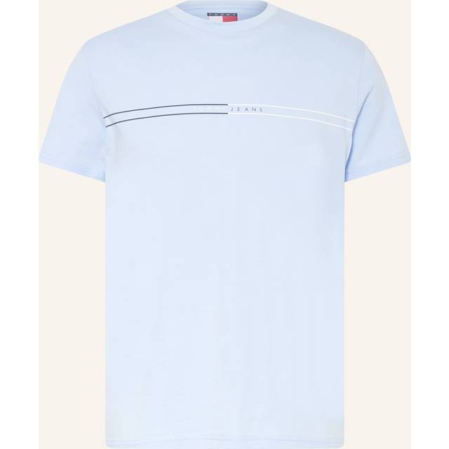 Slim Fit T-Shirt with Coloured Stripes - sky blue - L