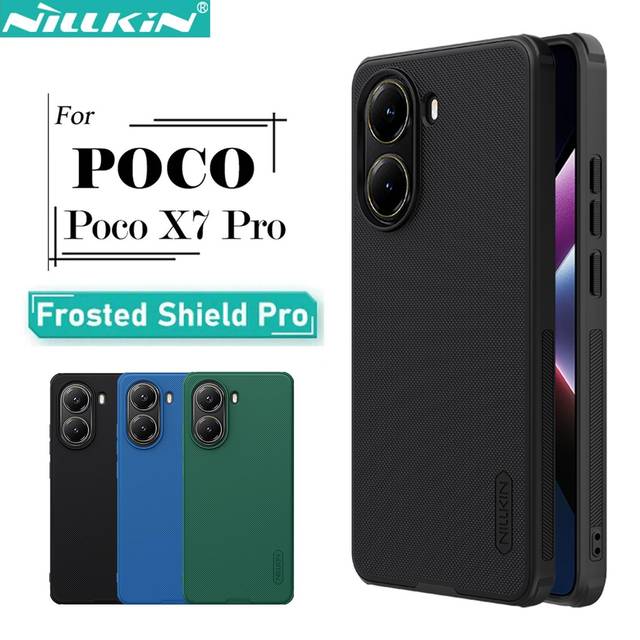 For Xiaomi Poco X7 Pro Phone Case Nillkin Super Frosted Shield Pro Hard PC+TPU Shell Shockproof Back Cover Poco X7 Pro svart