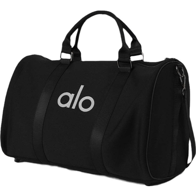 Alo Yoga Traverse Duffle Bag in Black/Silver Alo Yoga duffel bag