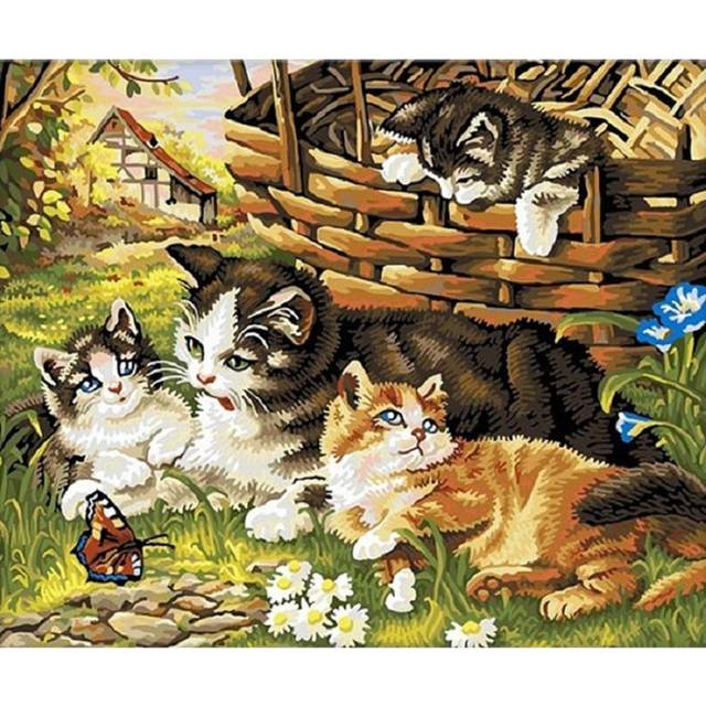 Diamond Painting Full Round Cats Cross Stitch Mosaic Embroidery Diamond Home Decor 20X30CM