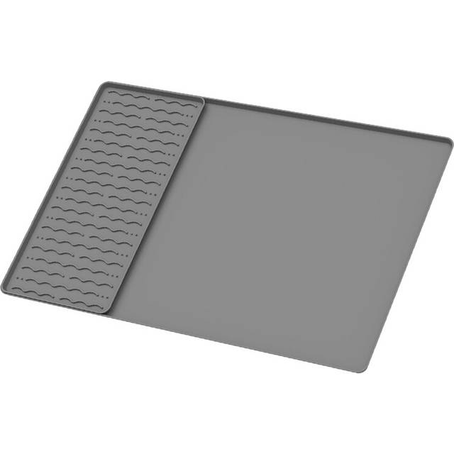 Silicone Coffee Mat 15.75x23.6Inch Bar with Detachable Dish Drying Easy Clean Station Gray