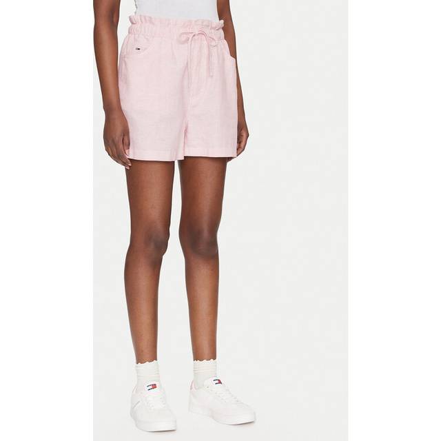 Tommy Jeans, Shorts, Dam, M, Linne, Rosa Linne Shorts Stranddagar - pink (M)