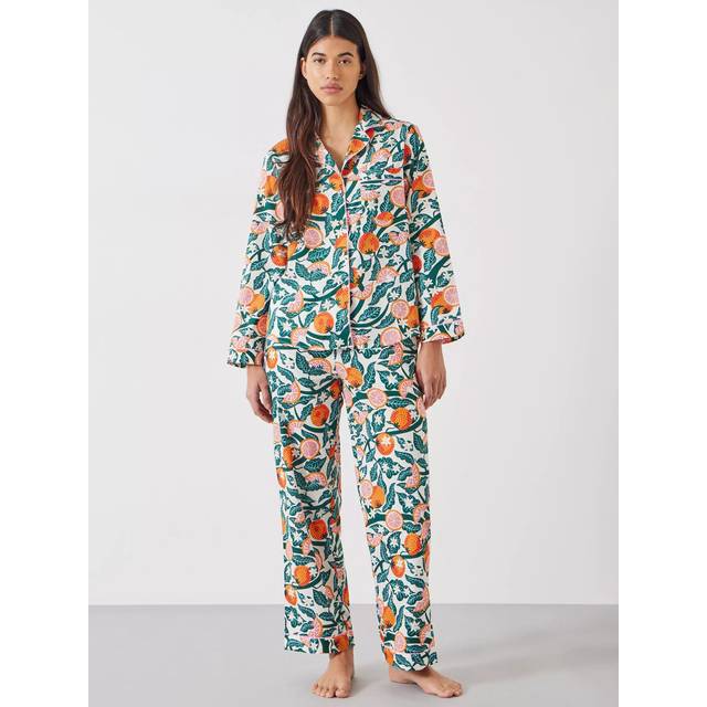 HUSH Isla Grapefruit Blossom Print Cotton Pyjamas, Multi
