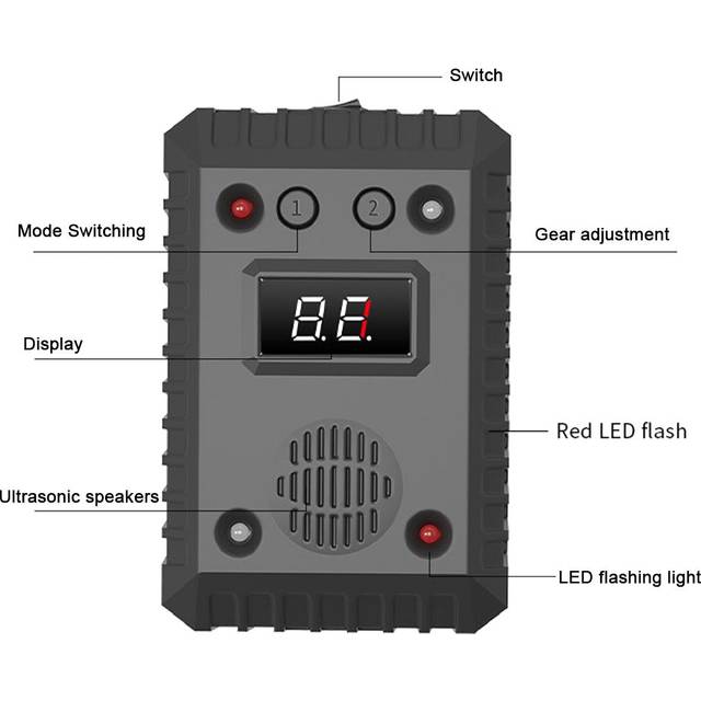 Car Under Hood Animal Repeller Rodent Rat Repellent Mice Repeller Deterrent Device with LED Strobe black