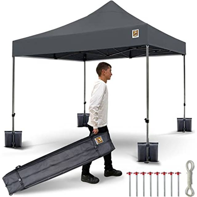 3x3m Pop Up Gorilla Gazebo Fully Waterproof Heavy Duty with Leg Weights Wheeled Carrybag Eight Heavy Duty Pegs and Guy Rope Set