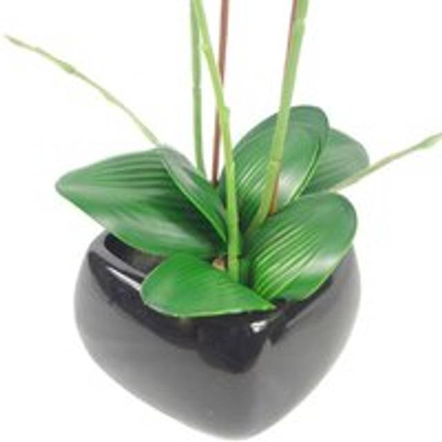 70cm Artificial Orchid with Black Ceramic Planter - Pink (70cm H X 30cm W X 30cm D)