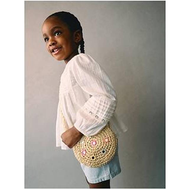Mango Kids Straw Mirror Cross Body Bag - Beige, Beige