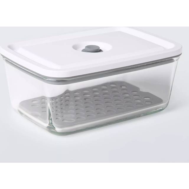 John Lewis Vacuum Seal Glass Storage Container, 1L, Grey/Clear