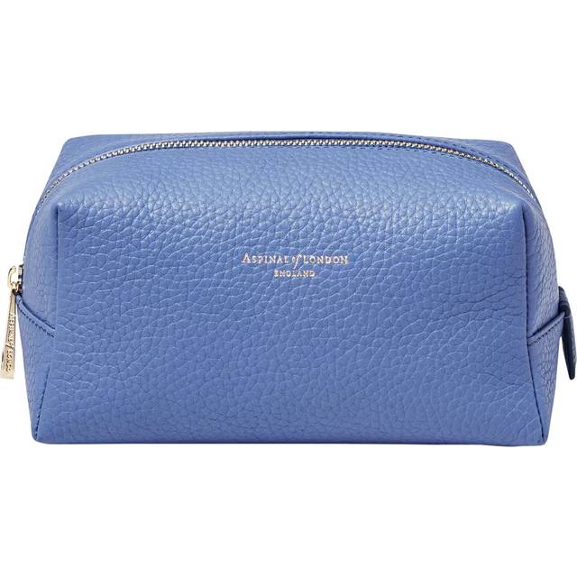 Aspinal of London Leather Makeup Bag, Capri Blue