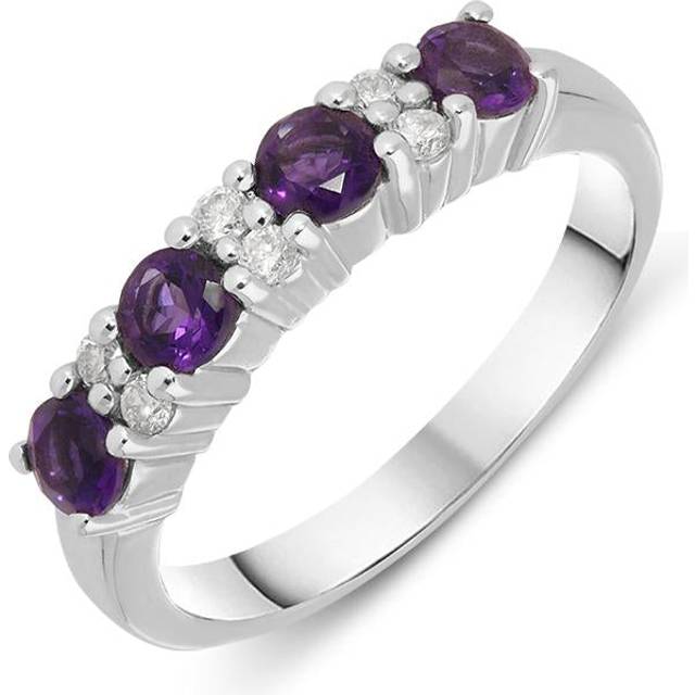 18ct White Gold 0.72ct Amethyst Diamond Ring - O