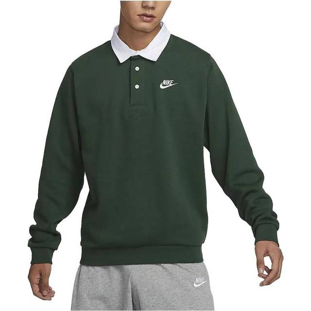 Nike Club Fleece Bushed Back Long Sleeve Polo Shirt 'Green' DX0538-323