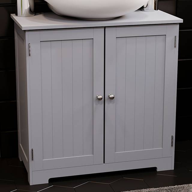 Bath Vida Priano 2 Door Grey Under Sink Bathroom Cabinet - 60 x 60 x 30cm