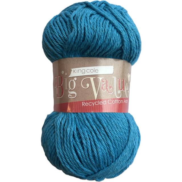 King cole big value recycled cotton aran 100g - 1161 surf - 4 ball pack