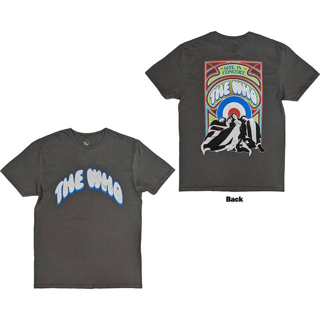 (M, Charcoal) The Who Live In Concert Flag Cartoon T Shirt