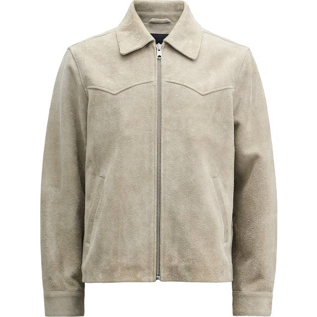 AllSaints Tacoma Suede Jacket, Natural Oatmeal