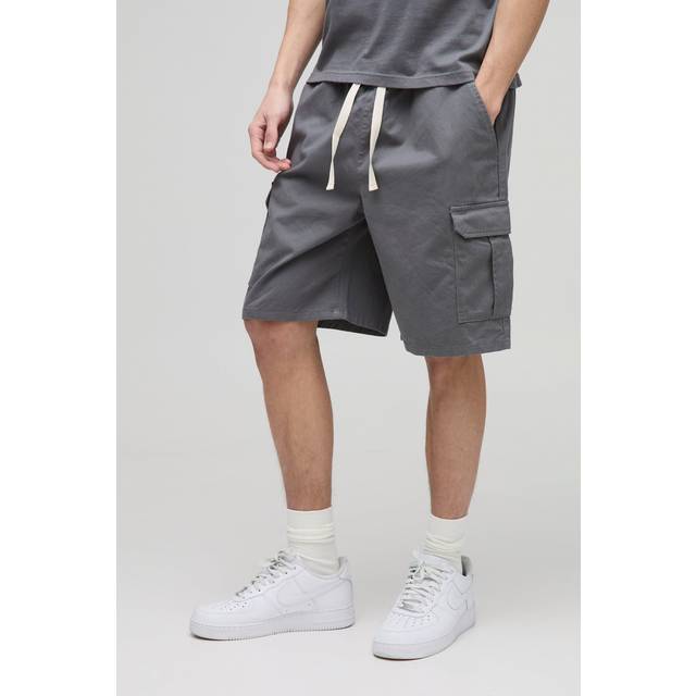 Tall Elasticated Waist Relaxed Fit Cargo Shorts - Grey - S