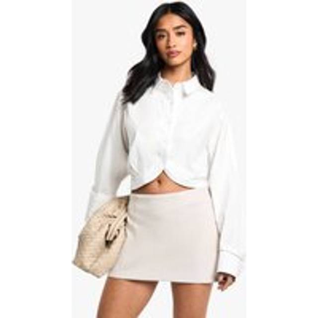 Womens Petite Stripe Wool Look Mini Skirt - Beige - 16