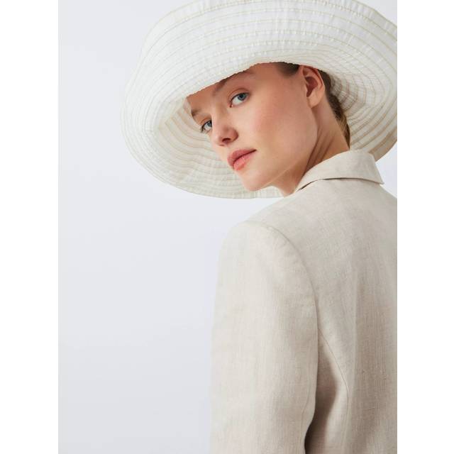 John Lewis Wide Plaited Bucket Hat, White