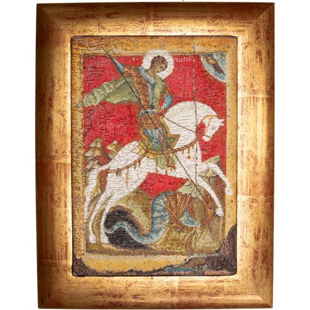 Thea Gouverneur - Counted Cross Stitch Kit - Icon St. George - Aida - 18 Count - Embroidery Kit for Adults - DMC Embroidery Threads and Other Cross St
