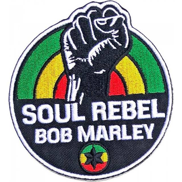 Bob Marley Soul Rebel Standard Iron On Patch One Size svart