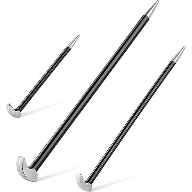 Heel Bar Set 3PCs, MAXPOWER Heel and Toe Rolling Head Pry Bar Crowbar Wrecking Knuckle Bar Set - 150mm, 300mm & 400mm