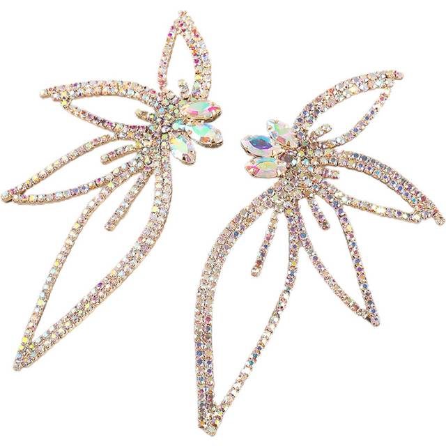 Rhinestone Flower Drop Earrings for Women Jewelry AB Colored Diamond