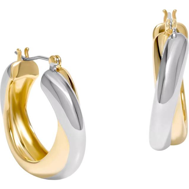 Jon Richard Gold Plated Two Tone Hoop Earrings, Multi, Women - Print