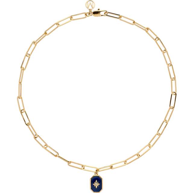Melissa Odabash Paperclip Enamel Star Necklace, Gold/Blue