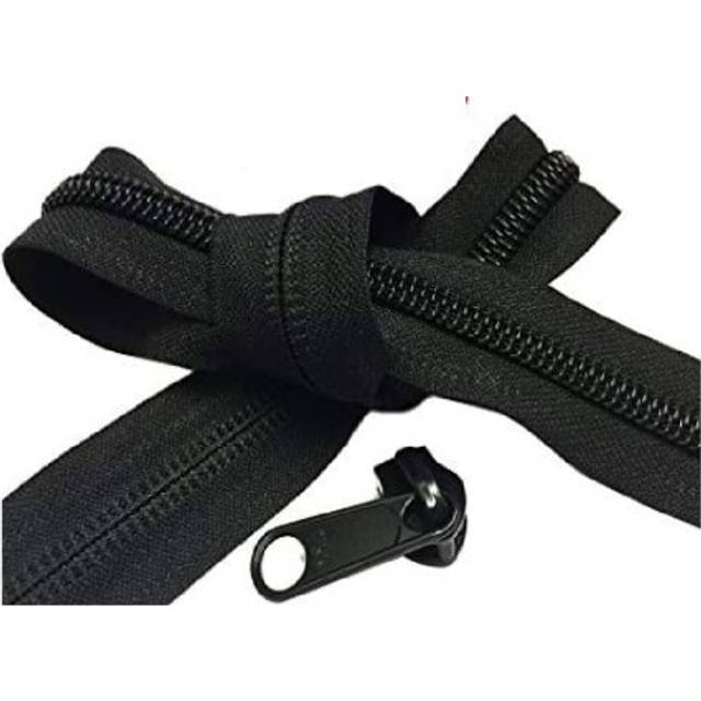 YKK - Zipper Repair Kit Solution YKK #10 Nylon Coil Chain Zipper Extra Heavy Weight Color Black Made in USA - 1 Yard/Pack Plus 1 YKK #10 Coil Long Pul