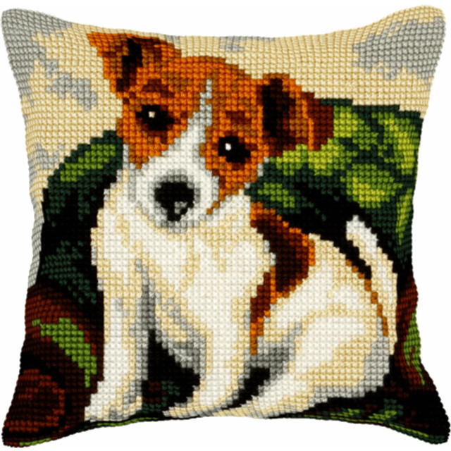 Orchidea cross stitch kit: cushion: large: dog
