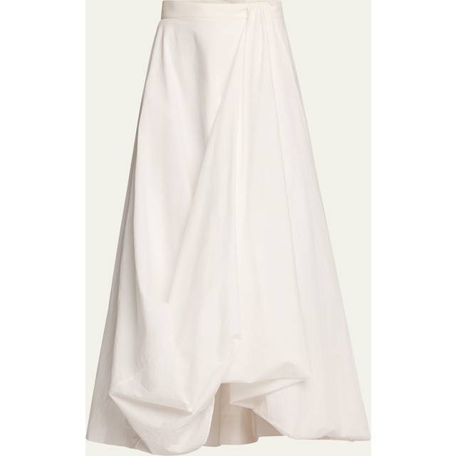 Long Bubble Hem Cotton Poplin Skirt - WHITE - 38 IT (2 US)