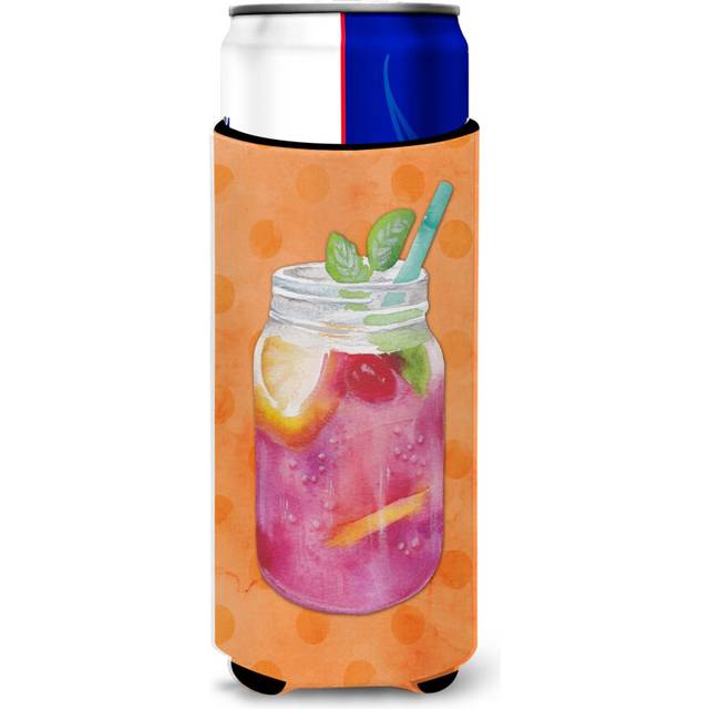 Caroline's Treasures Mason Jar Cocktail Orange Polkadot Beverage Insulator Hugger  Slim  Multicolor