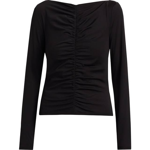 Ruched Long Sleeve Top in Black - S