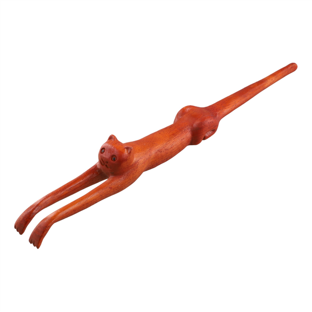 Cat Shaped Back Scratcher Wooden Back Anti-Itch Stick Long Handle Massager Animal Cat Statue Back Scratcher Relieve