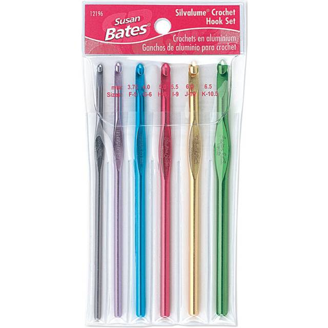 Susan Bates Silvalume crochet Hook Set in Pouch Sizes F, g, H, I, J, K
