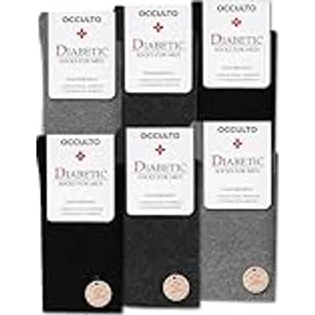 Occulto Diabetesstrumpor Män 6 pack (modell: Oliver) Grå mix 43-46