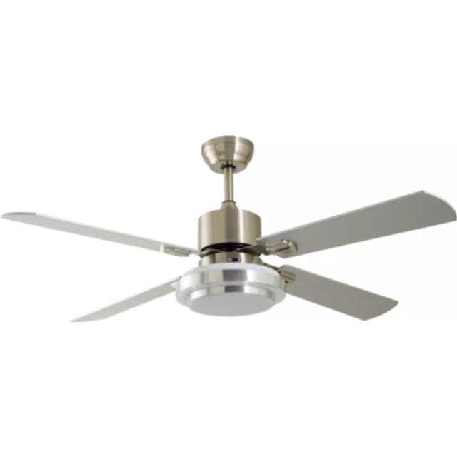 Argos Home Satin Nickel Remote Control Ceiling Fan - Silver