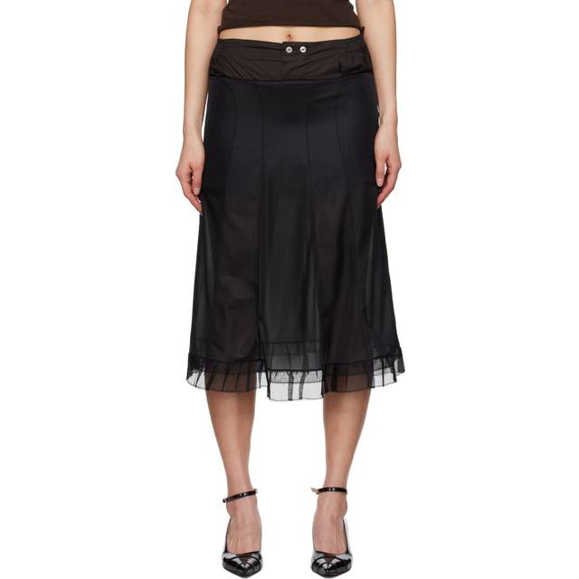 Maison Margiela, Kjol, Dam, M, Tyll, Svart tyllkjol med rosett - black (M)