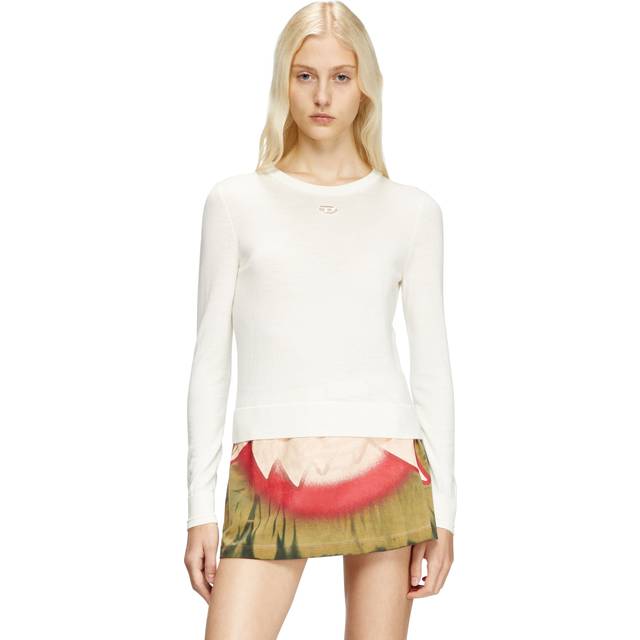 Diesel - Pull en laine avec logo cut-out - Pull Maille - Femme - Blanc