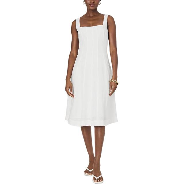 French Connection Birdie Linen-Blend Square Neck Dress, Summer White