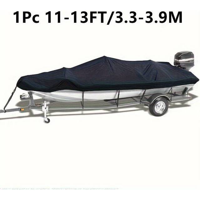 1pc Black Boat Cover, 190T Oxford Cloth Waterproof Boat Cover, Yacht Cover, V-hull Dust Cover 11-13FT/3.3-3.9M