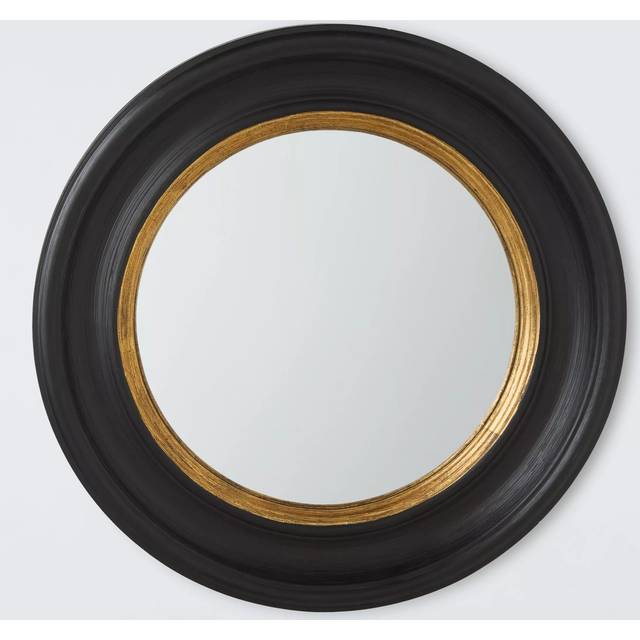 John Lewis Georgian Round Wood Frame Convex Wall Mirror, 50cm, Black/Gold