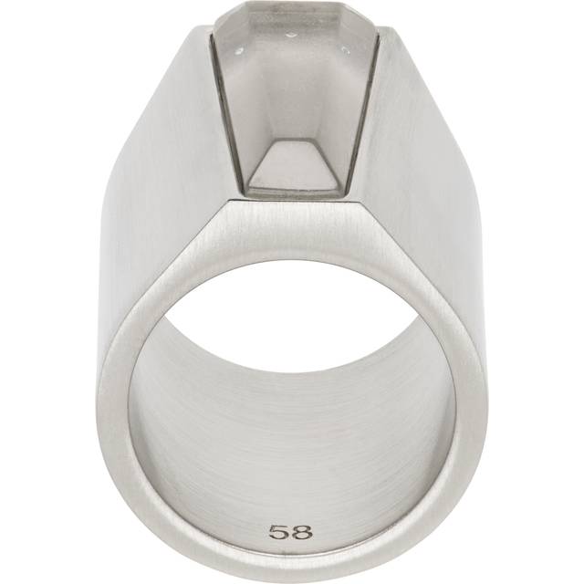 Rick Owens Silver Hollywood Beveled Crystal Trunk Ring - 128 PALLADIO - FR 58