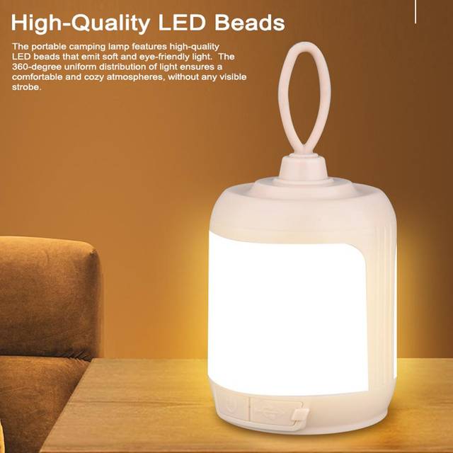 LED Camping Light Portable Campsite Ambient Light Waterproof Tent Night Lamp Support 4 Lighting beige