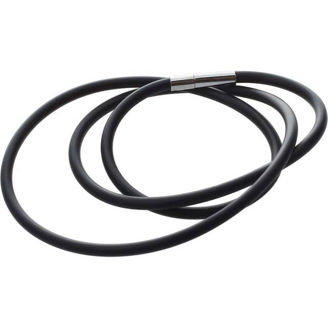 19.75 Inch 3mm Fashion Rubber Cord Necklace with Stainless Steel Closure - Black