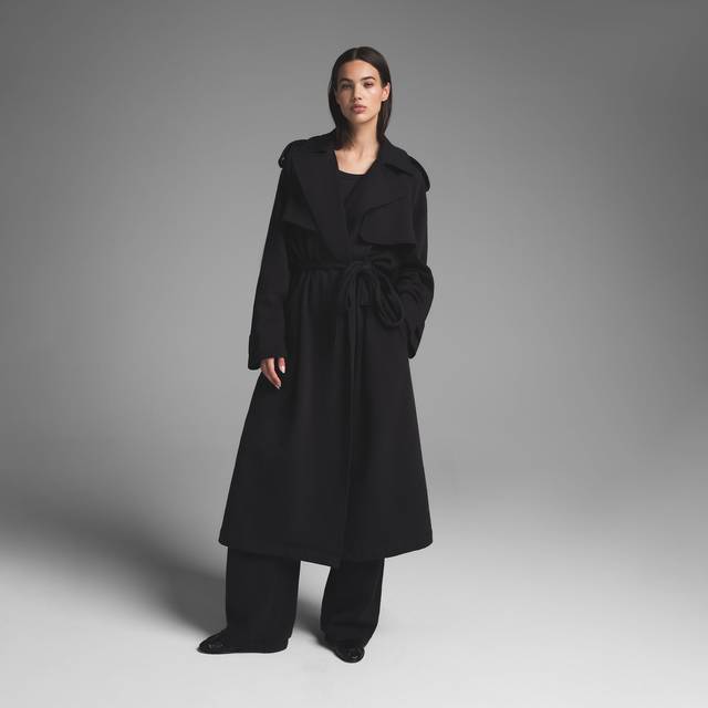 SKIMS Oversized Trench Coat | Black | XL | Boyfriend Fleece - Washed Onyx