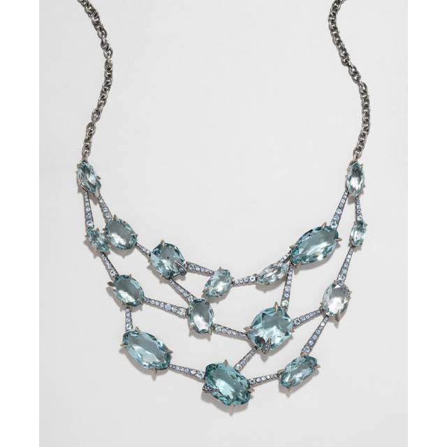 Alexis Bittar Archive Fine Sterling Silver With Blue Quartz, Aquamarine And Blue Sapphire Bib Necklace in Blue/Silver | Statement Jewelry from Alexis (One Size)